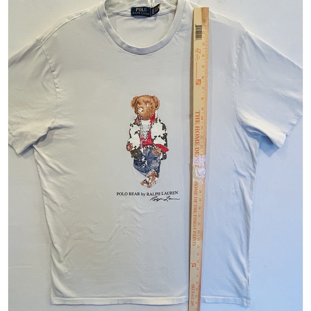 Polo Bear by Ralph Lauren White Graphic T-Shirt Preppy Camo Jacket Bear Men XLT - Picture 4 of 8